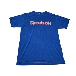 Vintage Reebok Logo T-Shirt Blue Short Sleeve Spellout 90s Retro